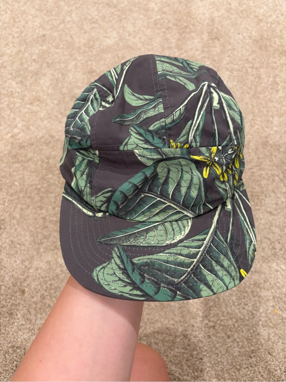 Mens Tropical Leaf Print Cap in Green M/L altru
